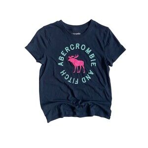 Abercrombie Kids Moose Logo Baby T-Shirt Size 9/10 Blue Fits Womens XS Y2K 90s